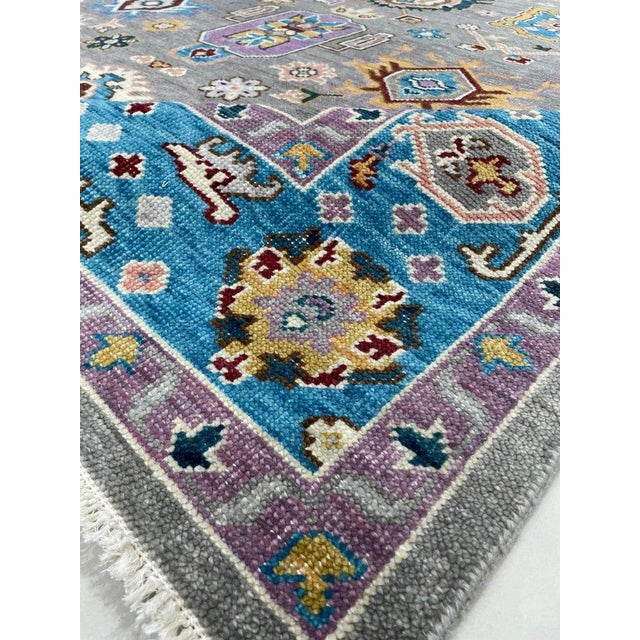 8x10 Gray Hand-Knotted Wool Jeweled Medallion Traditional Modern Carpet Rug For Sale - Image 4 of 6