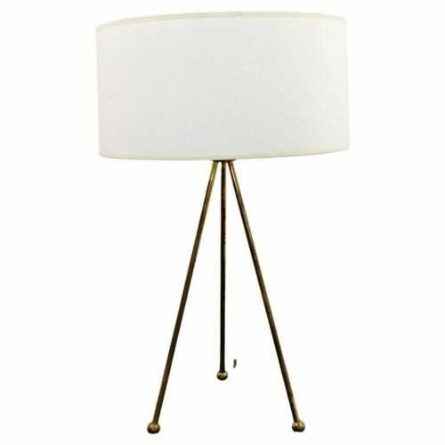 White Mid Century Modern 3 Legged Metal Table Lamp 1960s For Sale - Image 8 of 8