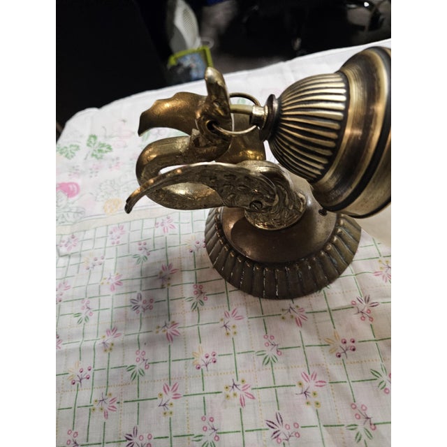Art Deco Brass Swan Wall Lamp, 1920s For Sale - Image 6 of 8