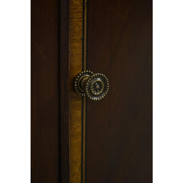 1990s Marble Top Mahogany Cabinet Door Nightstands, A Pair For Sale - Image 9 of 17