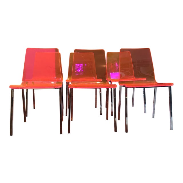 Cb2 Vapor Neon Acrylic Chairs Set Of 6 Chairish