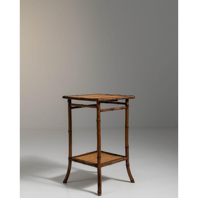 Amber Early 20th Century France Weathered Honey Oak Caned Oak Side Table For Sale - Image 8 of 11
