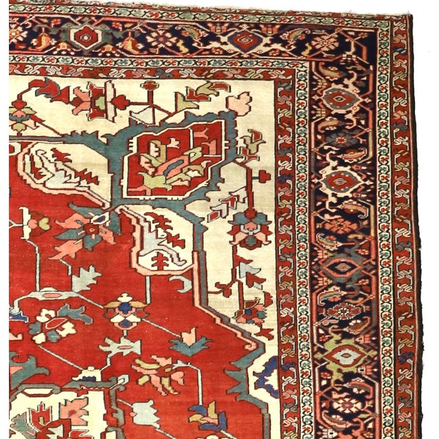 Antique Persian Serapi Rug 9’6" X 11’8” For Sale - Image 4 of 6