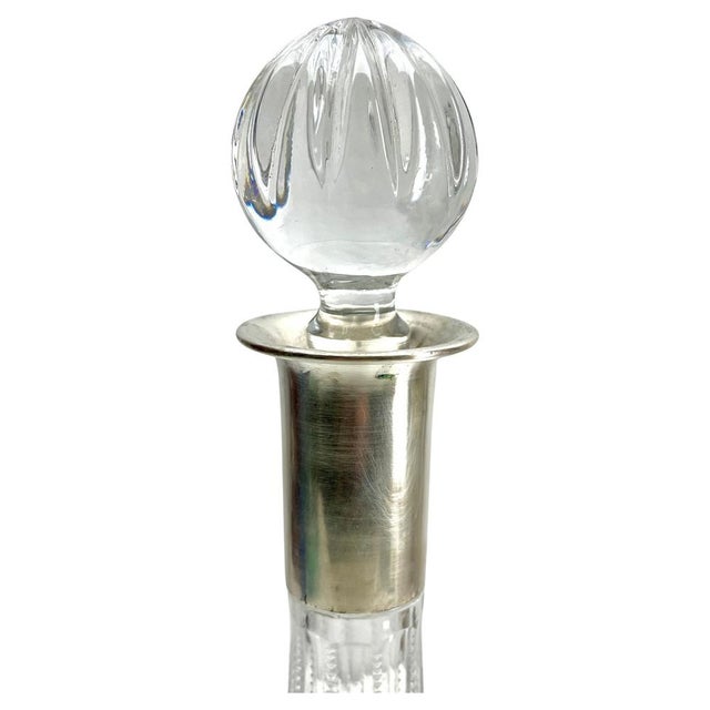 Large Crystal Decanter in Faceted Silver Mount, 1930s For Sale - Image 3 of 11