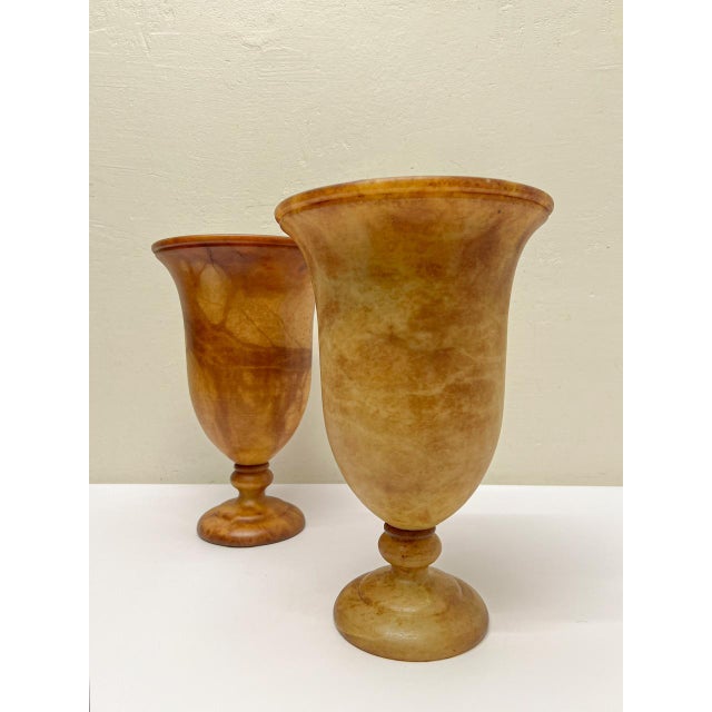 Tan Spanish Alabaster Vase-Shaped Table Lamps, 1970s, Set of 2 For Sale - Image 8 of 13