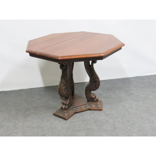 Italian Italian Style Walnut Carved Center Table For Sale - Image 3 of 6