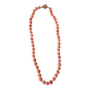 Vintage Coral Bead Necklace With 14k Gold Clasp