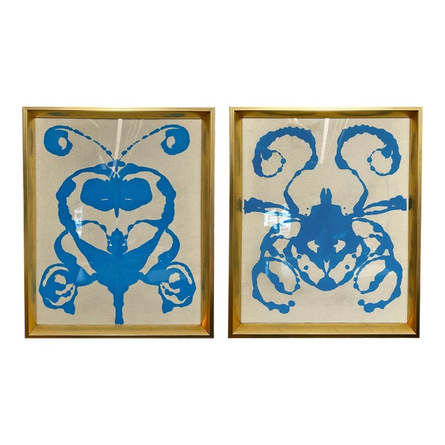 Original Rorschach Test–Inspired Abstract Paintings – Hand-Painted Acrylic on Canvas, Framed Modern Art Set For Sale