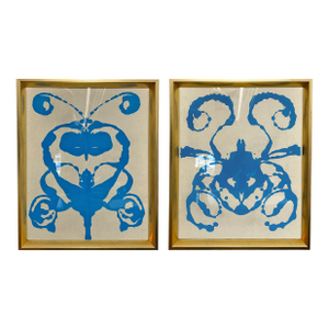Original Rorschach Test–Inspired Abstract Paintings – Hand-Painted Acrylic on Canvas, Framed Modern Art Set