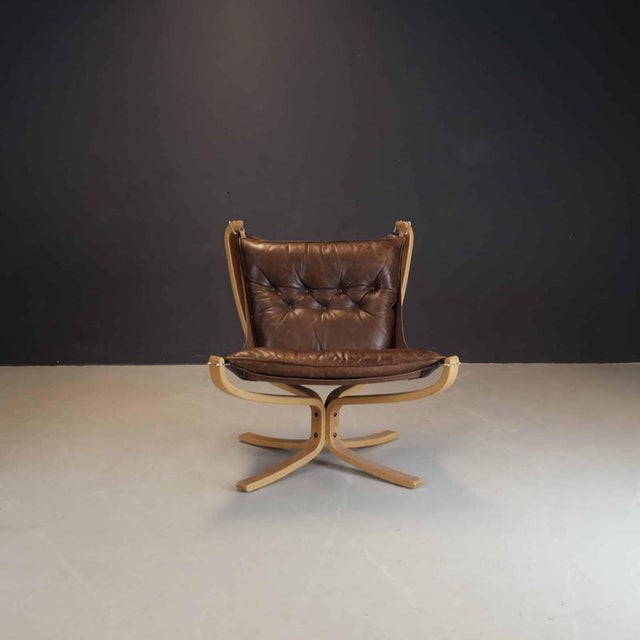 1970s Brown Leather Falcon Lounge Chair by Sigurd Ressell for Vatne Møbler For Sale - Image 5 of 5