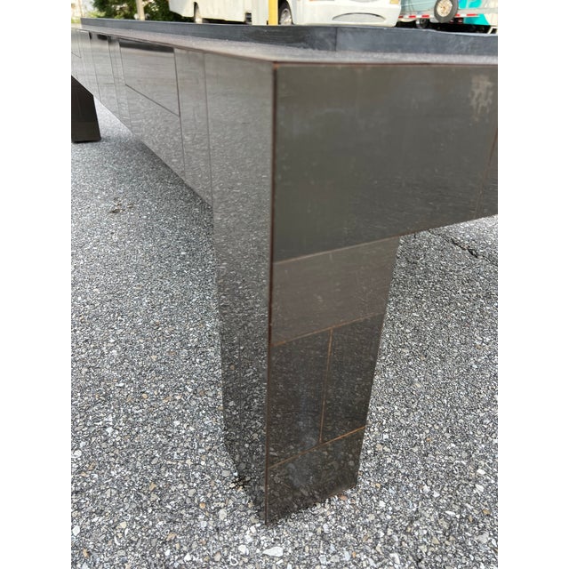 Metal Brutalist Paul Evans Patinated Patchwork Coffee Table With Slate Top Signed For Sale - Image 7 of 11