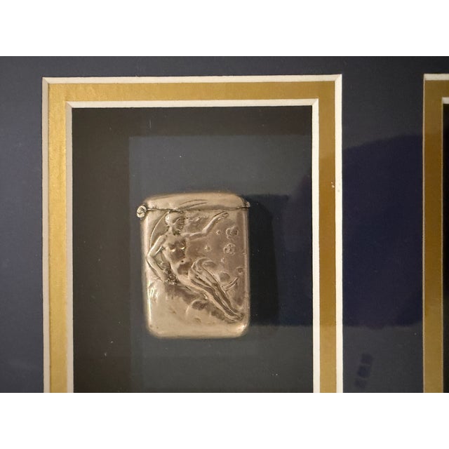 Framed Collection of Late 19th Twelve Antique and Vintage Match Safes / Vesta Cases For Sale - Image 12 of 16