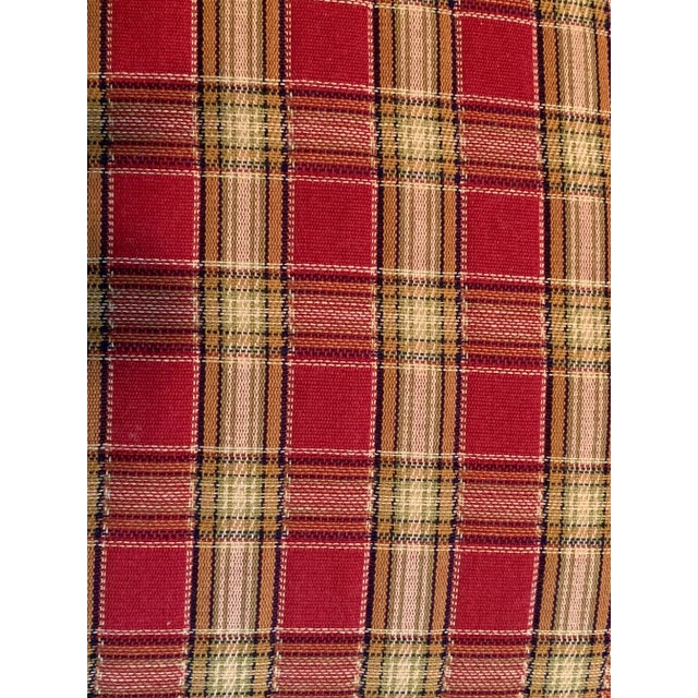 Shabby Chic Red and Tan Cotton Plaid Duck Feather Fill Pillows - Set of 2 For Sale - Image 3 of 4