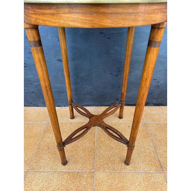 Brown French Louis XVI Style Gueridon Table with Brass Gallery, 1930s For Sale - Image 8 of 10