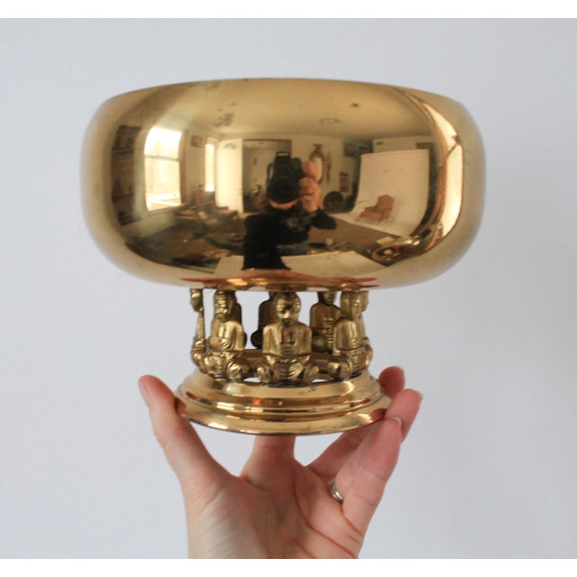 Late 20th Century Vintage Brass Figural Pedestal Bowl For Sale - Image 5 of 6
