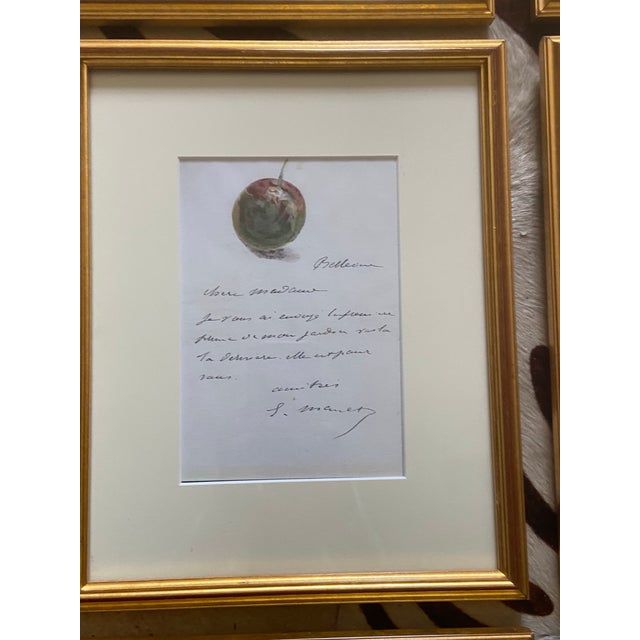 Art Nouveau Vintage Framed Manet Aquarelle Letter Prints, Set of 9 For Sale - Image 3 of 12