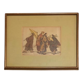 Framed Elyse Ashe Lorde Print "The Meeting" - Chinese, Deco, Hollywood Regency For Sale
