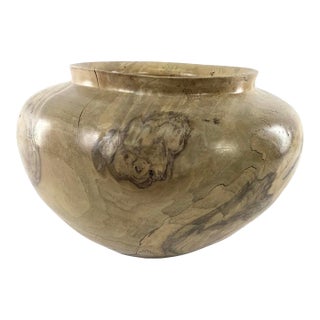 Terry Harvey Hand-Turned Walnut Vase Signed With Care Cards — Large 11.8" Vessel For Sale