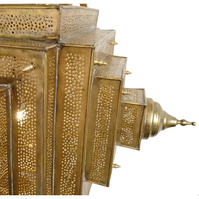 Vintage Brass Pyramid Dot Pendant Light Large For Sale - Image 4 of 7