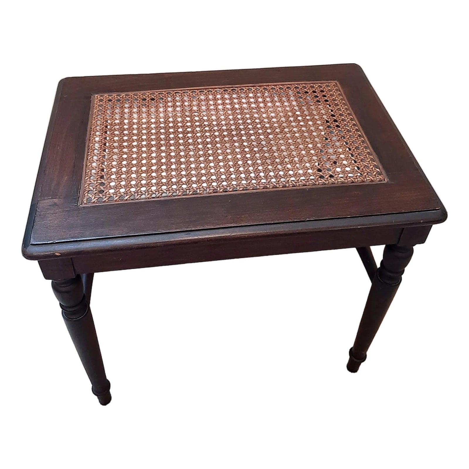 Cane Top Bench Foot Stool Side Table | Chairish