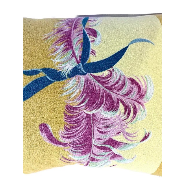 Pair of Retro Ribbon and Feather Pillows For Sale - Image 9 of 11