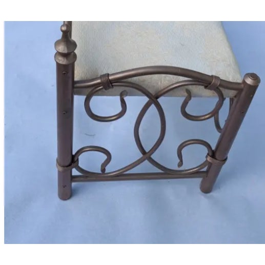 Bronze Mid 20th Century Decorative Bronze Vanity Seat With Cushion. For Sale - Image 8 of 9