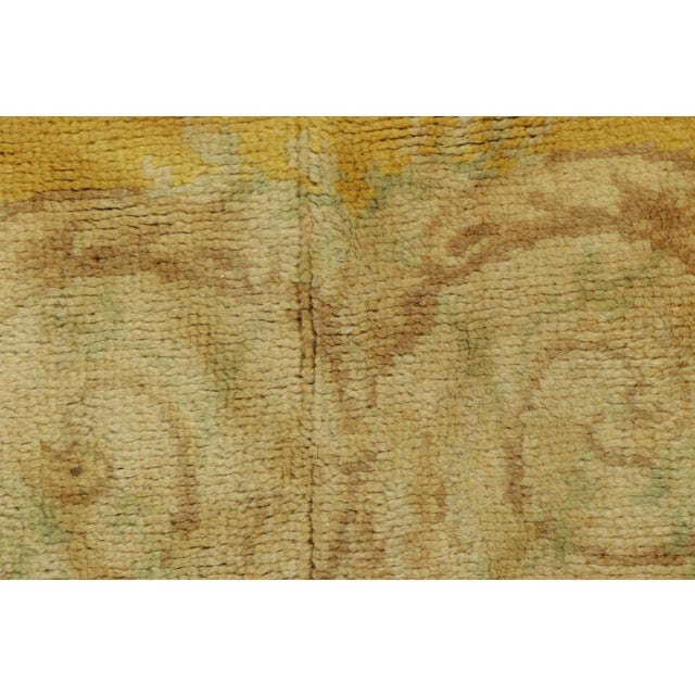 Rug & Kilim Antique Austrian Savonnerie Rug, Regal Floral Medallion Over Warm Gold Tones For Sale - Image 4 of 7