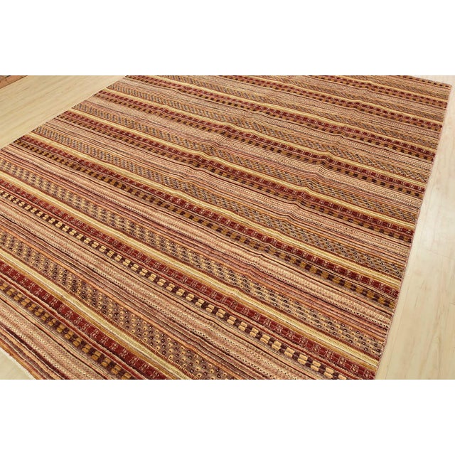 Contemporary Gabbeh Rug 9’1” X 11’11” Multicolor Wool Striped Hand-Knotted Carpet For Sale - Image 3 of 15
