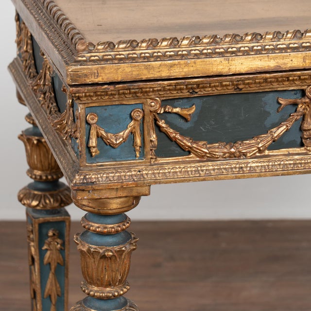 19th Century Swedish Giltwood & Blue Side Table With Hidden Storage For Sale - Image 10 of 18
