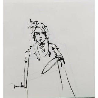 Contemporary Minimalist Figurative Ink Drawing by Jose Trujillo For Sale