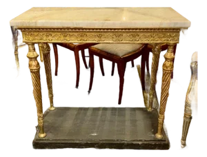 Fine 19th C. Swedish Giltwood and Marble Top Console