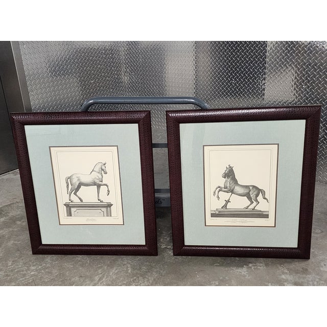 Vintage mid century print reproduction of the "Farnese Horses" equestrian statues. Originally etched by Carlo Nori after...