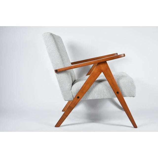 Compass Armchair in Blue Houndstooth Velvet, 1960s For Sale - Image 10 of 18