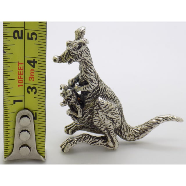 Vintage Italian Handmade Genuine Silver Rare Kangaroo With Two Joeys Solid Figurine For Sale - Image 11 of 11