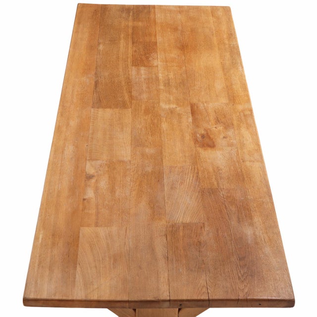 1960s French Brutalist Architectural Oak Table With Slab Top, C. 1960 For Sale - Image 5 of 5