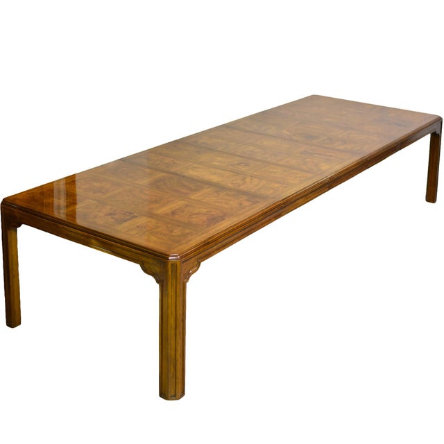 Mid-Century Chin Hua Burlwood Extendable Dining Table Corinthian Collection by Drexel Heritage 141" For Sale - Image 16 of 16