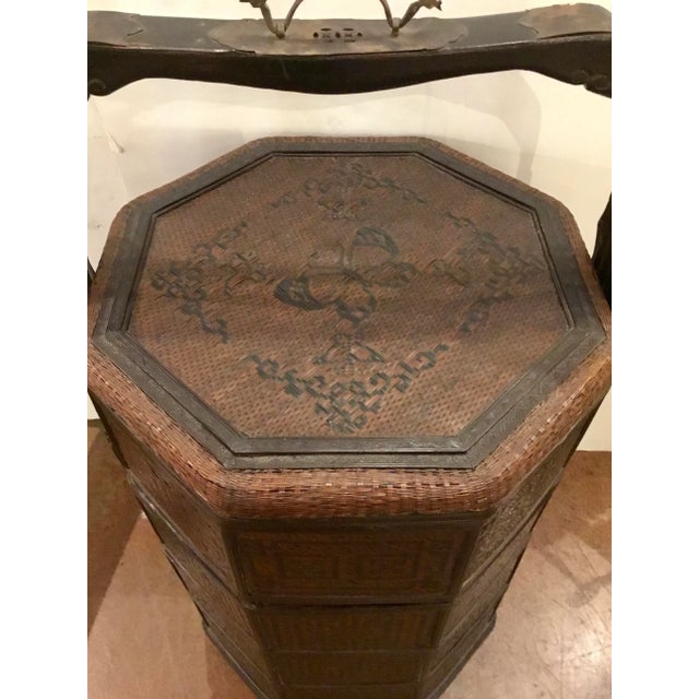 Antique Asian Tall Wood Wedding Basket For Sale - Image 4 of 7