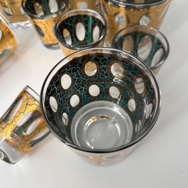 1960s Culver “Pisa” Crackle Gold 12-Piece Barware Set, Circa 1960 For Sale - Image 5 of 10
