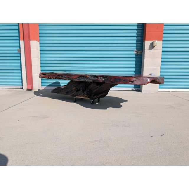 Brown Vintage Monumental Live Edge Redwood Coffee Table, C1980s For Sale - Image 8 of 18