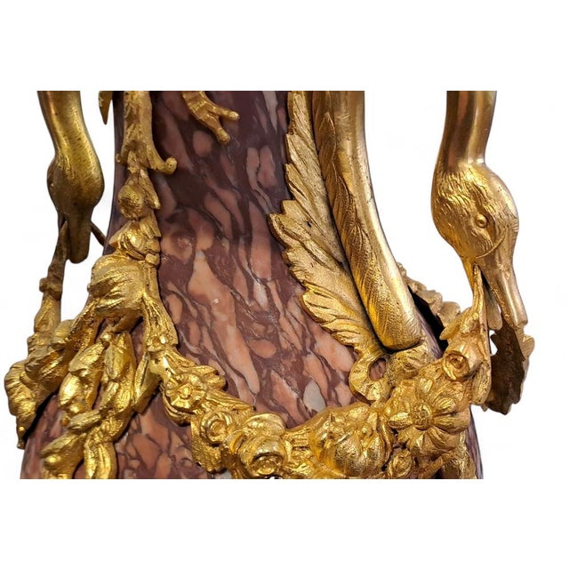 French Napoleon III Red Marble Lamp, 1800s For Sale - Image 9 of 12