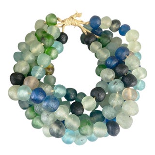 Vintage African Jumbo Glass Mixed Trading Beads Necklace Set of Five For Sale