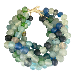 Vintage African Jumbo Glass Mixed Trading Beads Necklace Set of Five