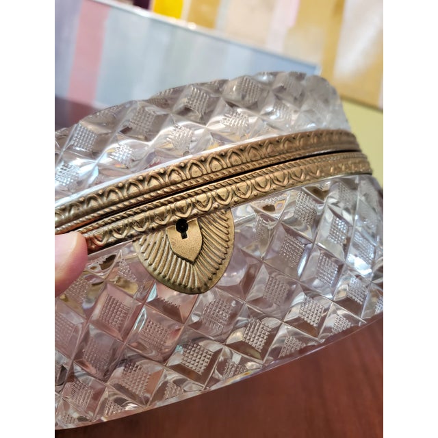 1940s Antique Attributed Baccarat Large Crystal Jewelry Box Casket For Sale - Image 10 of 12