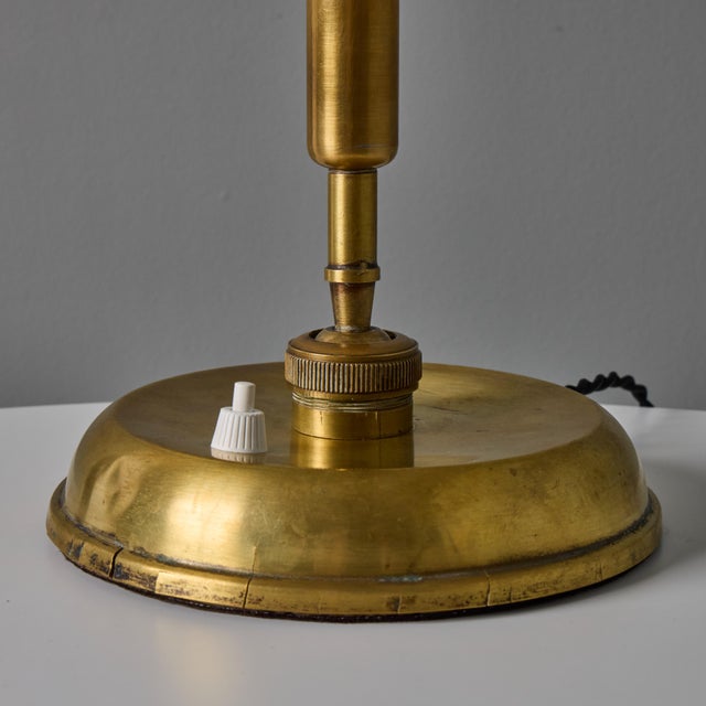 1940s Giovanni Michelucci Patinated Brass Adjustable Banker Lamp for Lariolux For Sale - Image 16 of 18