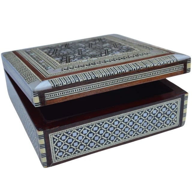 Ivory Vintage Moorish Mother-Of-Pearl Inlaid Box For Sale - Image 8 of 11