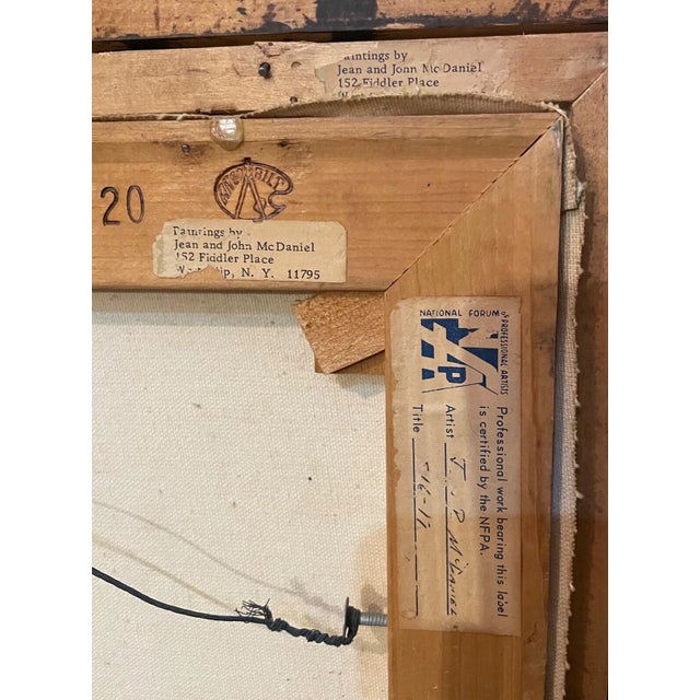 1990s Original Signed John R. McDaniel Woods Stylized Landscape Painting Oil on Canvas For Sale - Image 12 of 12