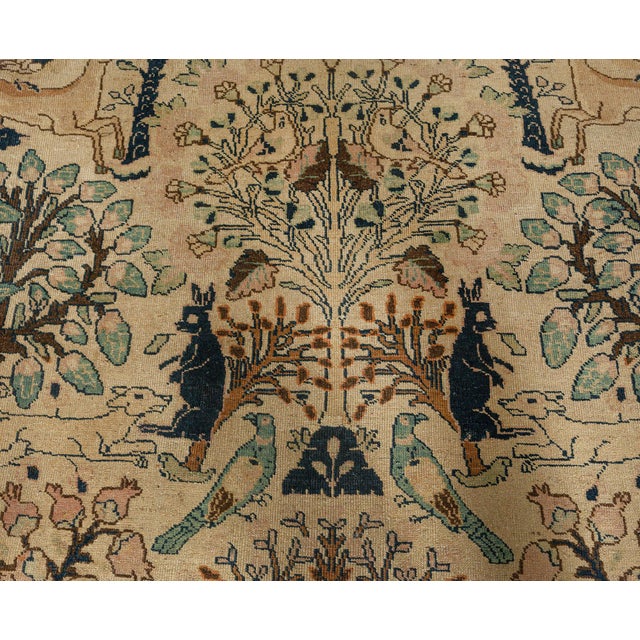 Early 20th Century Antique Persian Tabriz Animal Design Carpet For Sale - Image 5 of 8