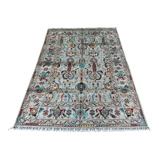 Sage Green Sultanabad Hand-Knotted Wool Rug - 6x8 For Sale