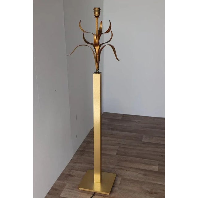 Metal Vintage Gold Metal Floor Lamp, 1970s For Sale - Image 7 of 10