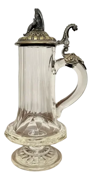 Victorian Glass and Silver Plated German Claret Jug, 1880s